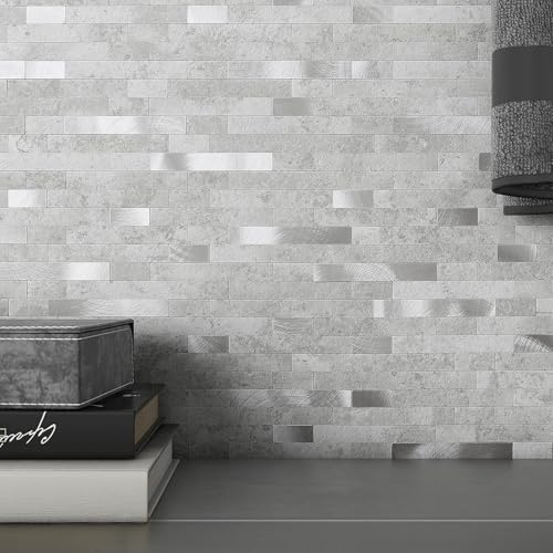 M MOFIT 3d Selbstklebende Fliesen Fliesenaufkleber Wandfliese Küche Mosaikfliesen Steinoptik Bad Wasserdicht(5 Matten,Zementgrau) von M MOFIT