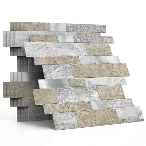 M MOFIT 3d Selbstklebende Wandfliesen Küche,Matte Marmor Mosaikfliesen Selbstklebend Steinoptik Metro Fliesen Ziegel Wandaufkleber Bad Wasserdichte(10 Matten,Schloss） von M MOFIT