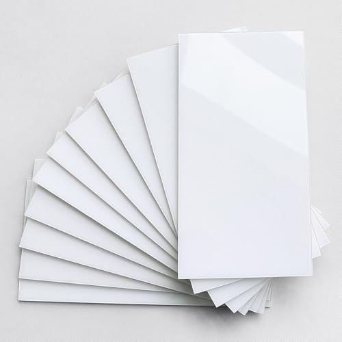 M MOFIT Metro Fiesen Selbstklebend Groß bBad,Fliesenaufkleber Wasserdicht Glasoptik Selbstklebende Wandfliesen Glänzend CM 10x20(Weiß 23 Stücke) von M MOFIT