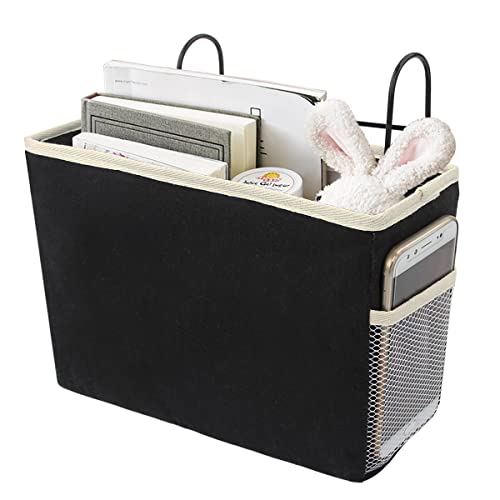 M MUNCASO Betttaschen Körbe Nachttisch Hängende Aufbewahrung Schlafsaal Bett Organizer Caddy Hängende Nachttasche Desktop Aufbewahrung Rack für Zuhause Büro Schlafsaal Schlafzimmer Küche (Schwarz) von M MUNCASO