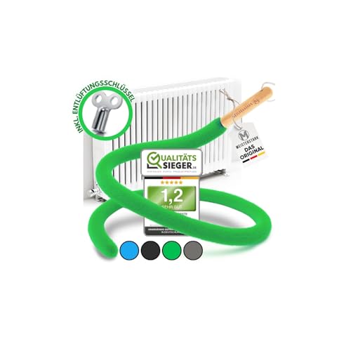 DIE ORIGINAL Heizungsbürste lang 115cm [NOTE 1,2] I Flexible Heizkörperbürste für Heizkörper reinigen & Heizkosten senken I Long Radiator Brush I Heizkörper Reinigungsbürste inkl. Entlüftungsschlüssel von M Meisterstark