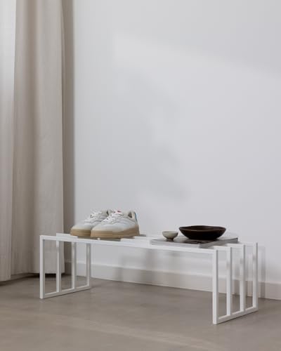 Metallbude Schuhregal BOVI - Weiß - Platzsparende Schuhablage aus Metall - Perfekt für Deine Flur Garderobe - Kratz-, Stoß- & Schlagfest - 80x30x25 cm von M Metallbude