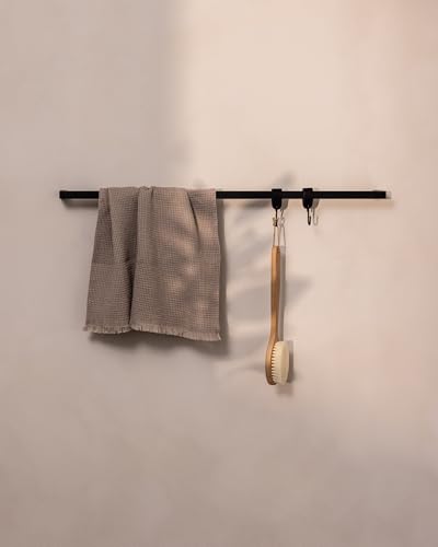 Metallbude Handtuchhalter VANA - Eckig/Schwarz - Wandmontage - Pulverbeschichtetes Stahlrohr - Kratz-, Stoß- & Schlagfest - 55x7 cm von M Metallbude