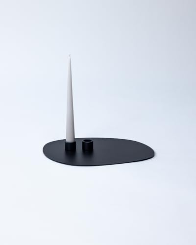 Metallbude Kerzenständer NOA L - Schwarz - Minimalistisch, aus pulverbeschichtetem Metall - 2 Kerzenhalter von M Metallbude