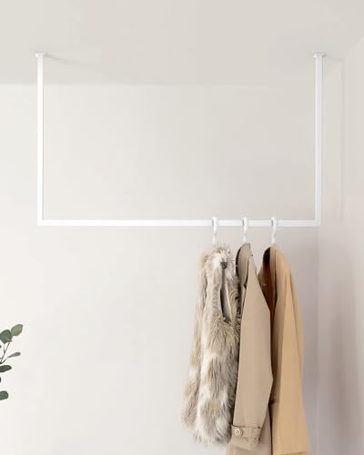 Metallbude Kleiderstange Rubi Weiß - Eckige Garderobe mit Deckenmontage - Decken Kleiderstange - Kratz-, Stoß- & Schlagfest - 60x60 cm von M Metallbude
