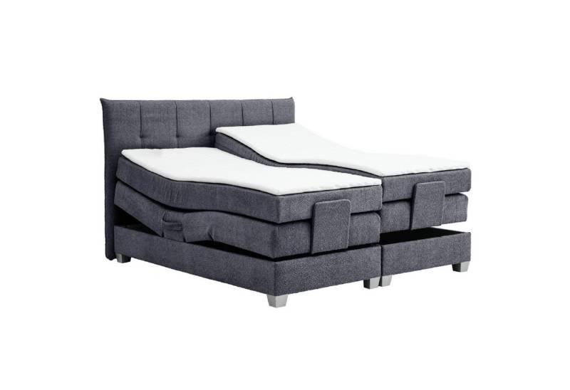 M-Punkt24 Boxspringbett ADRIA (140x200 cm, Boucle Anthrazit), Mit Motor inkl. Matratze und Topper von M-Punkt24