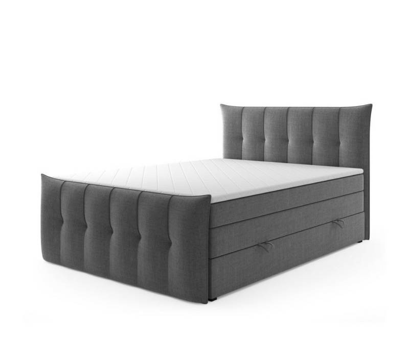 M-Punkt24 Boxspringbett Porto (inkl. Fußteil Grau oder Schwarz, Liegefläche 180 x 200cm), mit Bettkasten, Topper, Fußteil von M-Punkt24