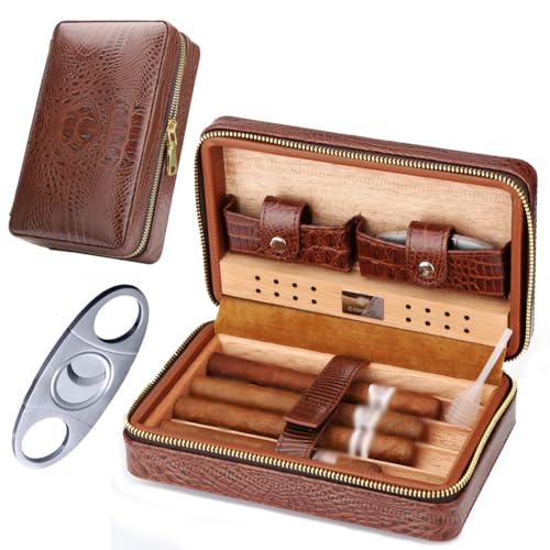 Burgundy Leder Zigarrenetui mit Zubehör - hält 4 Zigarren, Zigarrenschneider und Humidor, für Papa am Vatertag oder Geburtstag Burgundy Leder Zigarrenetui mit Zubehör - hält 4 Zigarren, Zigarrenschneider und Humidor, für Papa am Vatertag oder Geburtstag von M TIME C CLUB