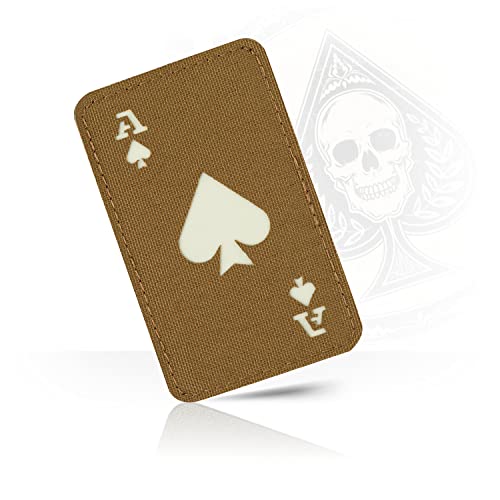 M-Tac Ace of Spades Patch Death Card Taktischer Moral-Patch für Militärausrüstung Armee-Patches für Kleidung, Jacken, Rucksäcke, Hüte Combat Hook and Loop Patches (Coyote/GITD) von M-Tac