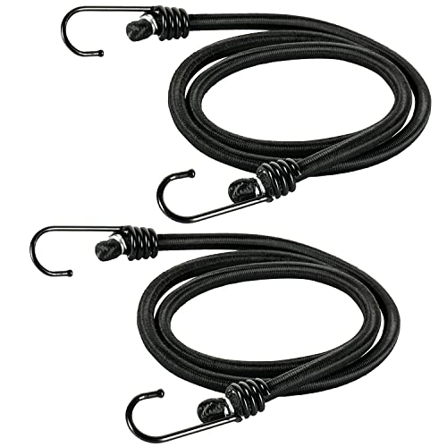 M-Tac Elastisches Spanngummi mit verstellbaren Haken – 2er Set, 120 cm, robuster Gepäckspanner für Outdoor, Camping, Bushcraft, EDC, Befestigungsschnur mit PVC-beschichteten Stahlhaken, Black von M-Tac
