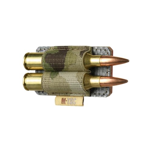 M-Tac Klettpanel für 2 Patronen Kaliber .338/7,62x51 mm – taktischer Munitionshalter mit Carbon-Plattform und 3M-Klett, für Scharfschützengewehre, ideal für Präzisionsschützen, Multicam von M-Tac