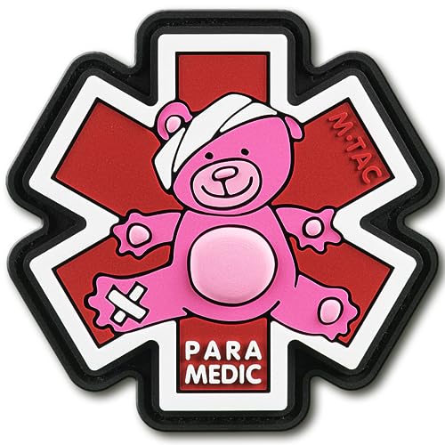 M-Tac Morale Patch Sanitäter Bär – PVC Patches für Weste, Rucksäcke, Hüte – Taktischer Militär-Patch mit Hakenverschluss Rückseite (Pink/Schwarz) von M-Tac