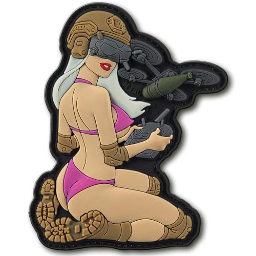 M-Tac Morale Patch Tactical Girl - PVC Tactical Military Patch mit Hakenverschluss Rückseite - Patches für Weste, Rucksäcke, Hüte (Weiß/Rosa/Coyote V1) von M-Tac