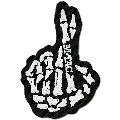 M-Tac Morale Patches - Stickerei Skelett Hand - Totenkopf Geist Skelett Finger - Moralabzeichen für taktische Militär-Armee-Ausrüstung mit Hakenverschluss (gekreuzte Finger) von M-Tac