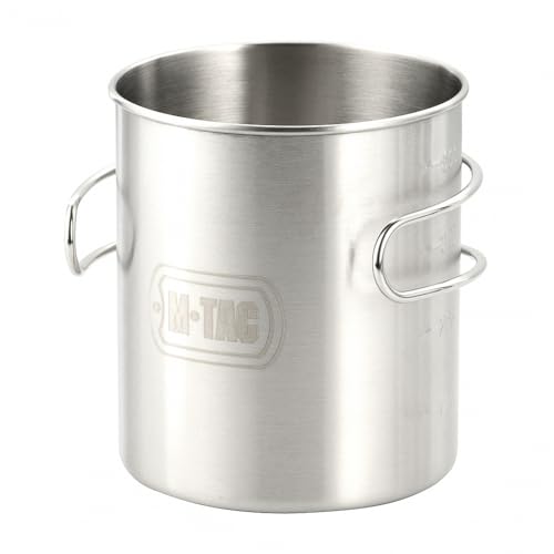 M-Tac Thermobecher 450 ml – Edelstahl Camping Tasse mit Klappgriff – Isolierbecher für Outdoor, Wandern, Bushcraft & Survival – Robuste Thermotasse für heiße & kalte Getränke, Chrome von M-Tac
