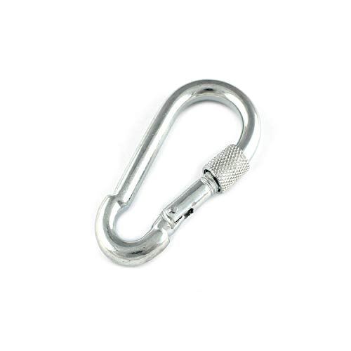 2 Karabiner 8 x 80mm Feuerwehrkarabiner mit Sicherung Stahl DIN 5299 von M-Teile-Store