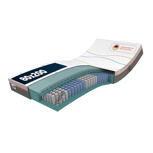 M line Slow Motion Xtra Fit Matratze, Taschenfeder, viskoelastischer Schaum, Weiß, 80 x 200 x 23 cm von M LINE