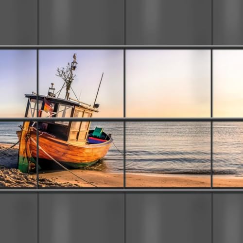 M-tec Sichtschutzstreifen bedruckt | Motiv Beach Romantica 2er Pack für Doppelstabmattenzaun | Küstenmotiv Zaunstreifen | Zaunblende | altes Boot am Strand bei Sonnenuntergang M-tec Sichtschutzstreifen bedruckt | Motiv Beach Romantica 2er Pack für Doppelstabmattenzaun | Küstenmotiv Zaunstreifen | Zaunblende | altes Boot am Strand bei Sonnenuntergang von M-tec