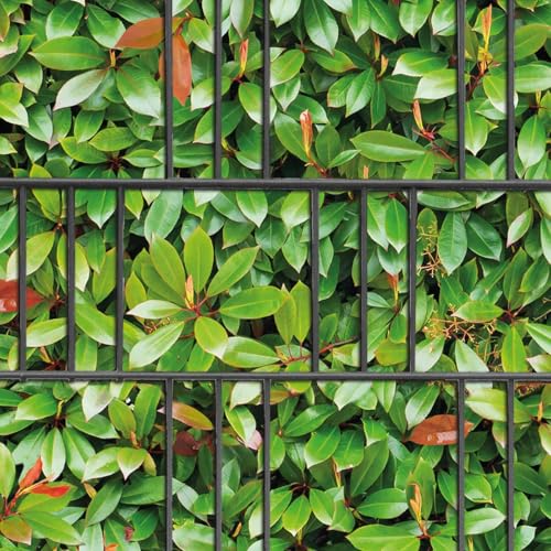 M-tec print® Sichtschutzstreifen bedruckt | Motiv: Glanzmispel Hecke | 3er Pack | Premiumqualität für Doppelstabmattenzaun von M-tec