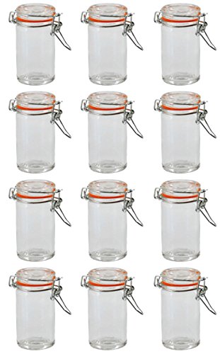 Einmachglas Vorratsglas mit orangenem Silikonring und Bügelverschluss 70 ml 250 ml 500 ml 1000 ml, Größe/Stückzahl:250 ml / 12 Stück von M&H-24