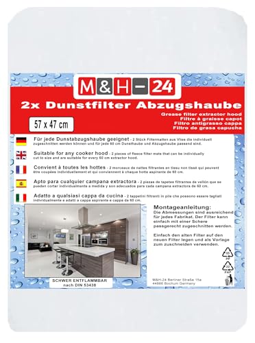 Filter Dunstabzugshaube Fettfilter Flauschfilter Vliesfilter - Filter Dunstabzugshauben Universal Zuschneidbar für alle gängigen Abzugshauben Umlufthauben 2 Stück 47 x 57 cm Filter Dunstabzugshaube Fettfilter Flauschfilter Vliesfilter - Filter Dunstabzugshauben Universal Zuschneidbar für alle gängigen Abzugshauben Umlufthauben 2 Stück 47 x 57 cm von M&H-24