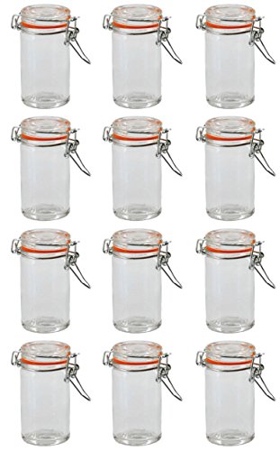 Einmachglas Vorratsglas mit orangenem Silikonring und Bügelverschluss 70 ml 250 ml 500 ml 1000 ml, Größe/Stückzahl:70 ml / 12 Stück von M&H-24