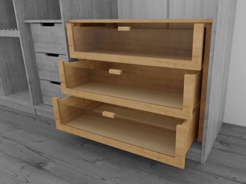 M&H Kleiderschrank Innen-Schubfach mit Glaseinsatz Wildeiche massiv geölt 120 cm von M & H