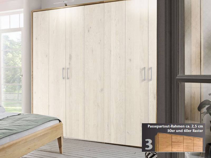 M&H Kleiderschrank Passepartout Rahmen 50/60er Raster 190 cm (4-türig) Wildeiche massiv geölt von M & H