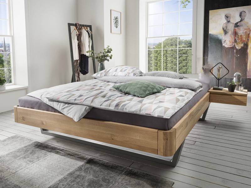M&H System C mit Metallkufe stabverleimt Wildeiche massiv Bianco geölt 180 cm 190 cm Eckig C-Set 10 (43 cm) von M & H