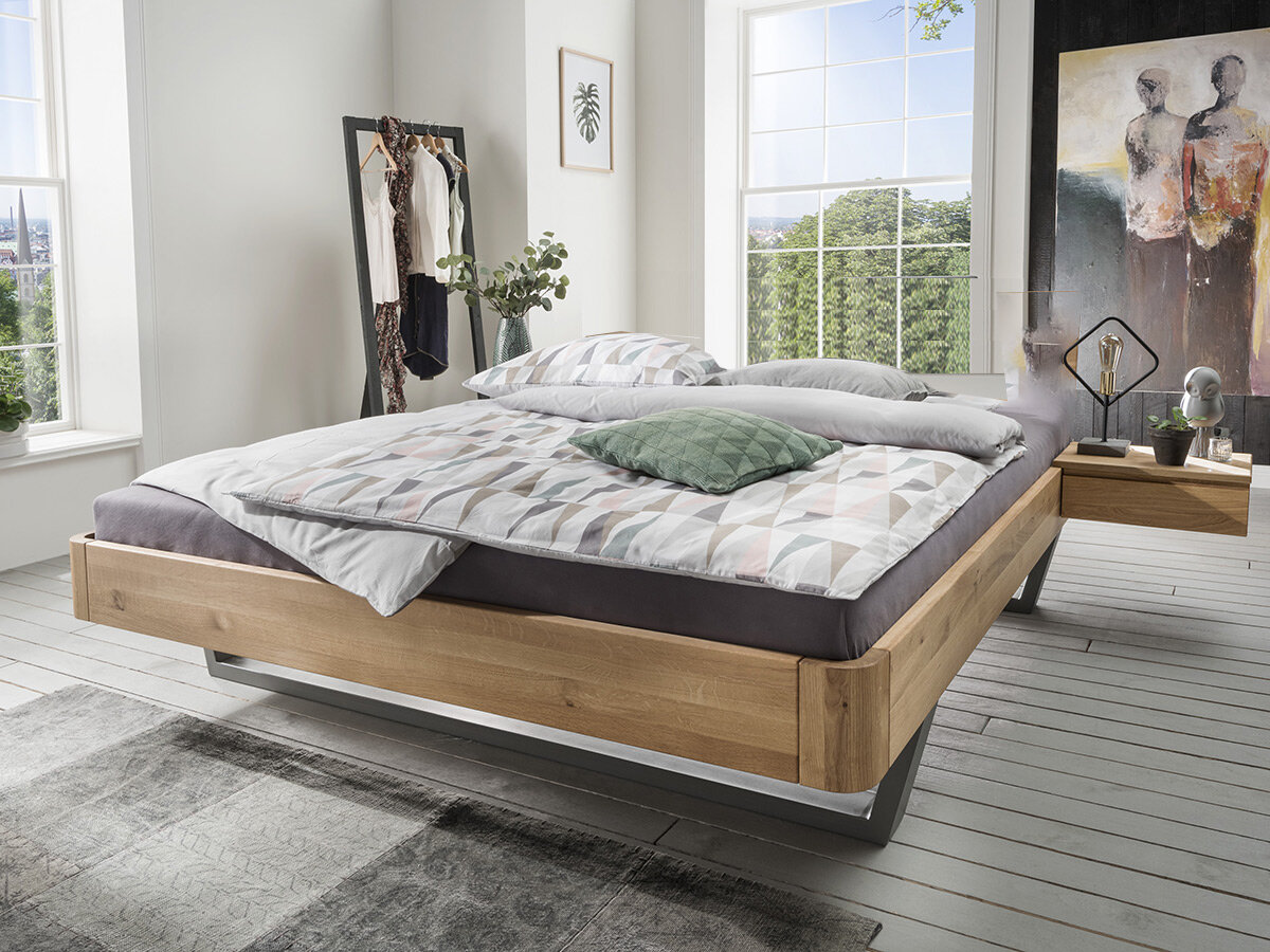 M&H System C mit Metallkufe stabverleimt Wildeiche massiv geölt 140 cm 220 cm Rund C-Set 10 (43 cm) von M & H