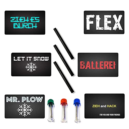 Baller Fläschchen mit Teleskoplöffel aus "BALLEREI" „FLEX“ „MR. PLOW“ „ZIEH & HACK“ „ZIEH ES DURCH“ „LET IT SNOW“ Karte & schwarzes Röhrchen aus Aluminium für Schnupftabak Portionierer (Set14) von M&M Smartek