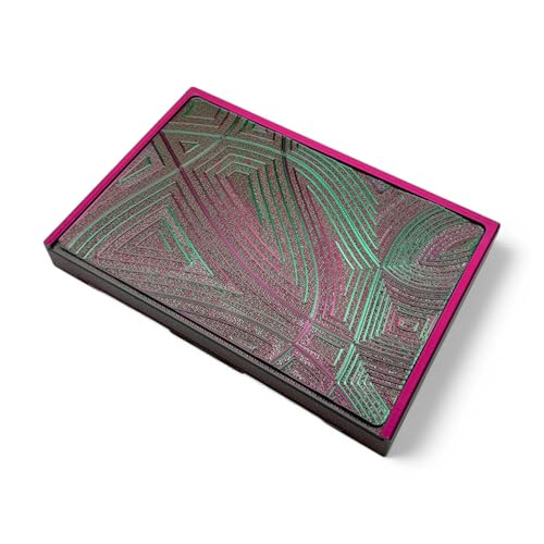 Ballerbox XL inkl. integriertem Spiegel, Röhrchen und Hack-Karten Plus Dosierer für Schnupftabak (Waves of Thought Rot/Grün) von M&M Smartek