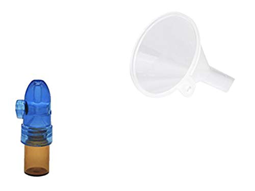 Dosierer & Trichter SET Portionierer Sniff Snuff Bottle Sniffer Spender Schnupf Dispenser Glas & Plastik in verschiedenen Farben und Größe inkl. Trichter (Blau - Braun 53mm) von M&M Smartek