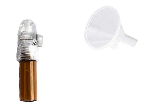 Dosierer & Trichter SET Portionierer Sniff Snuff Bottle Sniffer Spender Schnupf Dispenser Glas & Plastik in verschiedenen Farben und Größe inkl. Trichter (Durchsichtig - Braun 82mm) von M&M Smartek