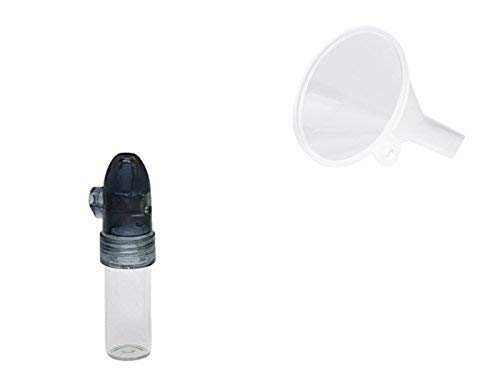 Dosierer & Trichter SET Portionierer Sniff Snuff Bottle Sniffer Spender Schnupf Dispenser Glas & Plastik in verschiedenen Farben und Größe inkl. Trichter (Schwarz - Durchsichtig 67mm) von M&M Smartek