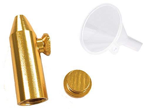 Dosierer & Trichter SET Portionierer Sniff Snuff Bottle Sniffer Spender Schnupf Dispenser Metall in verschiedenen Farben inkl. Trichter (Gold 2.0) von M&M Smartek
