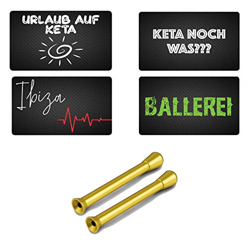 Farbiges Zieh Röhrchen & EC Kreditkarten Carbon Look – Urlaub auf Keta – Keta noch was – IBIZA – Ballerei - Karten Snuff Snorter Bullet Sniffer Portionierer für Schnupftabak 4 Karten / 2x Gold Farbiges Zieh Röhrchen & EC Kreditkarten Carbon Look – Urlaub auf Keta – Keta noch was – IBIZA – Ballerei - Karten Snuff Snorter Bullet Sniffer Portionierer für Schnupftabak 4 Karten / 2x Gold von M&M Smartek