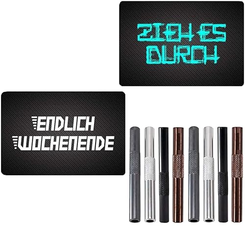 M&M Smartek Alu Röhrchen & „ENDLICH Wochenende & „ZIEH ES DURCH“ Karten Snuff Snorter Sniffer Snuffer für Schnupfset für Schnupftabak (Version10) von M&M Smartek