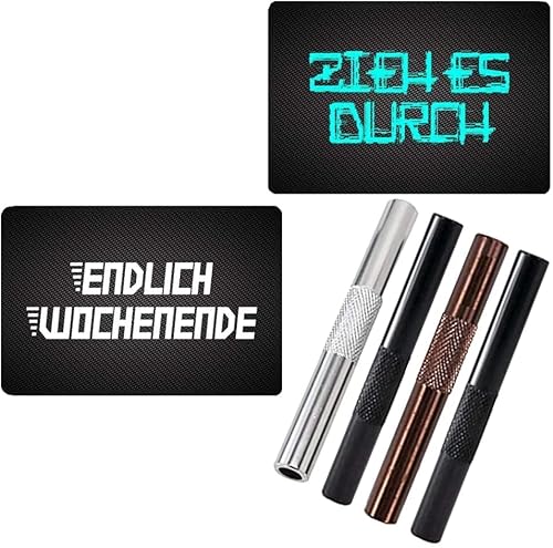 M&M Smartek Alu Röhrchen & „ENDLICH Wochenende & „ZIEH ES DURCH“ Karten Snuff Snorter Sniffer Snuffer für Schnupfset für Schnupftabak (Version3) von M&M Smartek