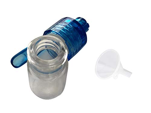 M&M Smartek Dosierer mit Löffel & Trichter Set Portionierer Sniff Snuff Bottle Sniffer Spender Schnupf Dispenser Glas & Plastik Größe inkl. Trichter (Blau - Durchsichtig) von M&M Smartek