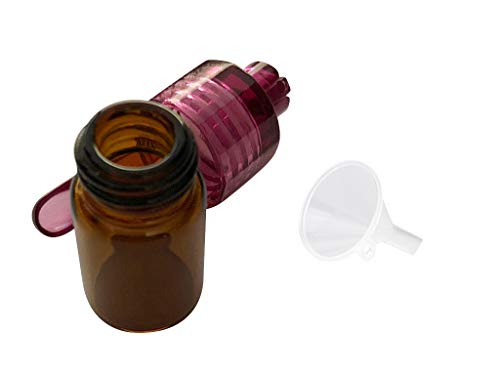 M&M Smartek Dosierer mit Löffel & Trichter Set Portionierer Sniff Snuff Bottle Sniffer Spender Schnupf Dispenser Glas & Plastik Größe inkl. Trichter (Lila - Braun) von M&M Smartek