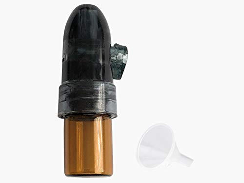 M&M Smartek Dosierer & Trichter Set Portionierer Sniff Snuff Bottle Sniffer Spender Schnupf Dispenser Glas & Plastik Größe inkl. Trichter (Schwarz - Braun 53mm) von M&M Smartek