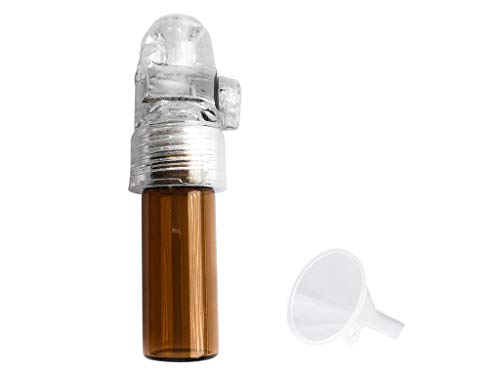 M&M Smartek Dosierer & Trichter Set Portionierer Sniff Snuff Bottle Sniffer Spender Schnupf Dispenser Glas & Plastik Größe inkl. Trichter (Durchsichtig - Braun 67mm) von M&M Smartek