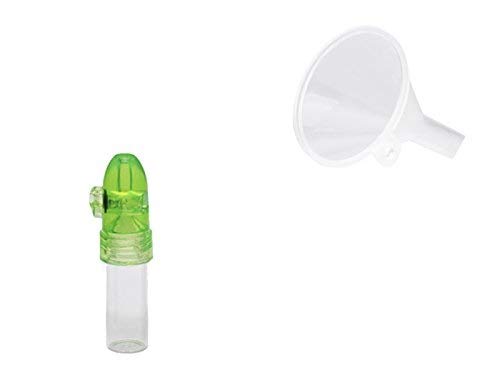 M&M Smartek Dosierer & Trichter Set Portionierer Sniff Snuff Bottle Sniffer Spender Schnupf Dispenser Glas & Plastik Größe inkl. Trichter (Grün - Durchsichtig 67mm) von M&M Smartek