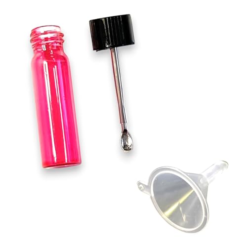 M&M Smartek Glasflasche mit Teleskoplöffel inkl. Mini Trichter für Schnupftabak | Schnupfset | Glas Dosierer | Portionierer | Spender | Dispenser | Bullet in Magenta/Pink von M&M Smartek