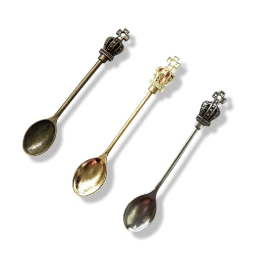 M&M Smartek Mini Löffel mit Krone mit extra großem Löffel (ca.55mm) Charm Sniffer Snorter Snuff Powder Löffel Smoking Schnupftabak Spoon (Gold/Messing/Silber) von M&M Smartek