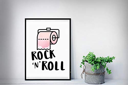 M&M Smartek Poster in A3 (mit Rahmen oder ohne) mit dem Spruch - Rock n Roll – Klopapier lustige Geschenk Zeichen Wand Hochauflösender Kunstdruck Druck (Rahmen in schwarz) von M&M Smartek