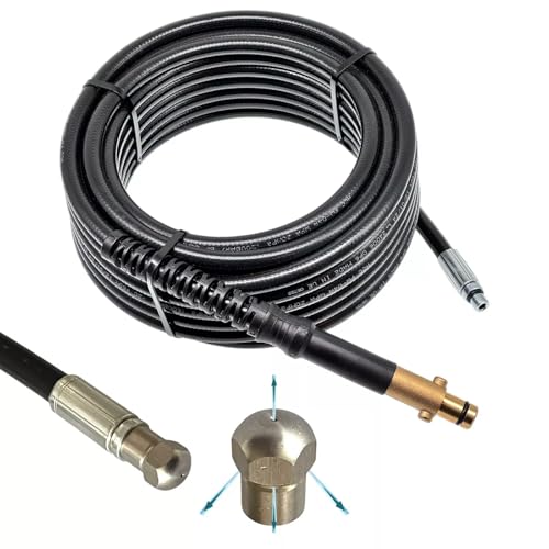 M&M Smartek Rohrreinigungsschlauch für/kompatibel zu Nilfisk Alto Gerni für Abfluss WC Siphon Kanal – 1/8" Anschluss – Hochdruckschlauch Reinigung (Düse starr 3x zurück 1x vorn, 5 Meter) von M&M Smartek