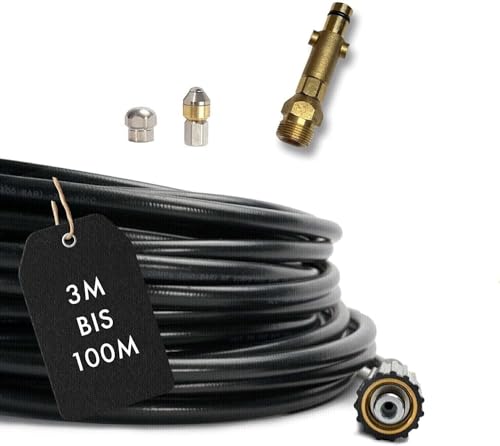 M&M Smartek - Rohrreinigungsschlauch für/kompatibel zu Nilfisk GERNI Hochdruckreiniger Anschluss AG M22 x 1,5 IG für Bajonett Adapter & 2x rotierende Düsen 4-teilig (100 Meter) von M&M Smartek