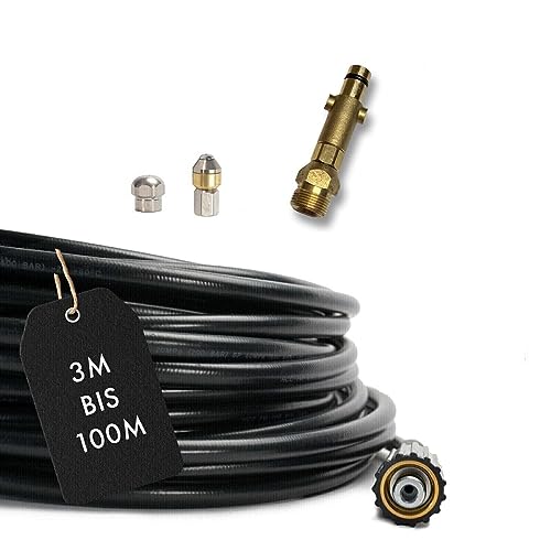 M&M Smartek - Rohrreinigungsschlauch für/kompatibel zu Nilfisk GERNI Hochdruckreiniger Anschluss AG M22 x 1,5 IG für Bajonett Adapter & 2x rotierende Düsen 4-teilig (12 Meter) von M&M Smartek